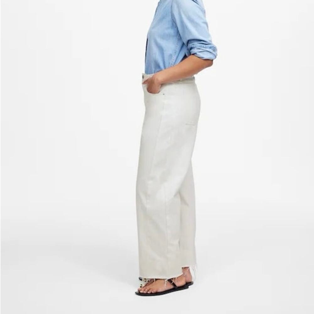 NWT Madewell The Curvy Pieced Barrel-Leg Jean Relaxed Fit In Tile White Size 30 - Picture 2 of 12